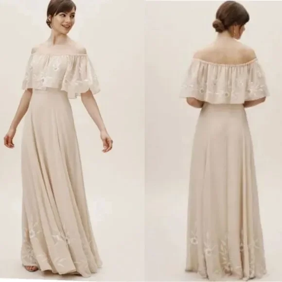 Brittany Dress from BHLDN with floral embroidery and delicate beading. - Picture 9 of 9